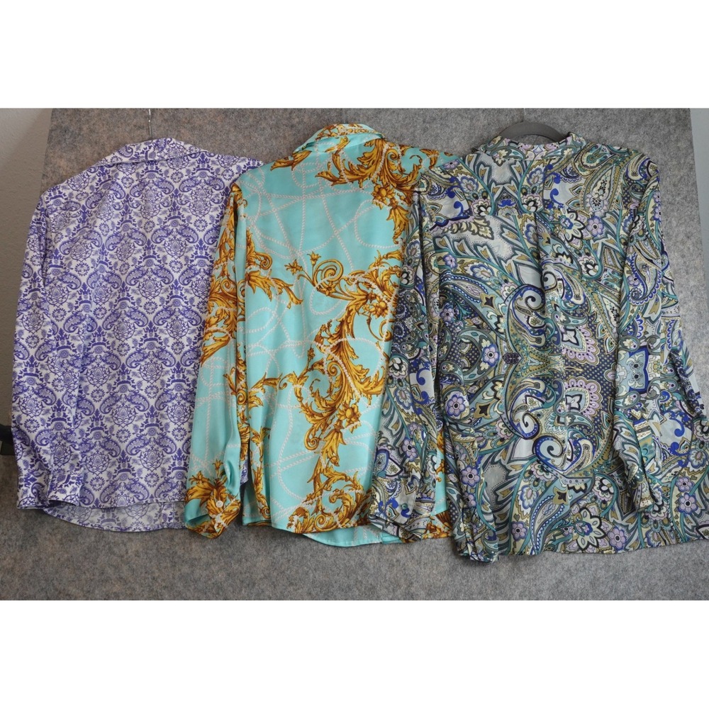 Chicos Top Womens 2 Multicolor Button Up Blouse Lot of 3 Paisley Baroque Cottage - Picture 3 of 11